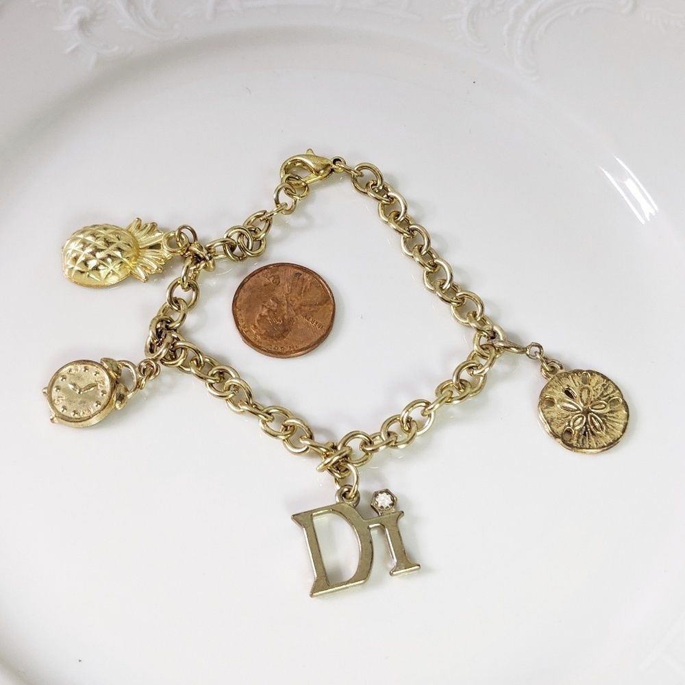 🌜3 for $25🌛Di Gold Charm Clock Charm Bracelet